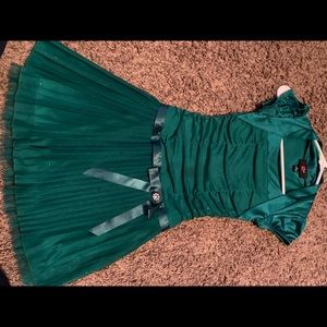 Girls green glittery dress